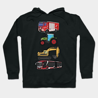 Fire engine, tractor, excavator, bus Hoodie